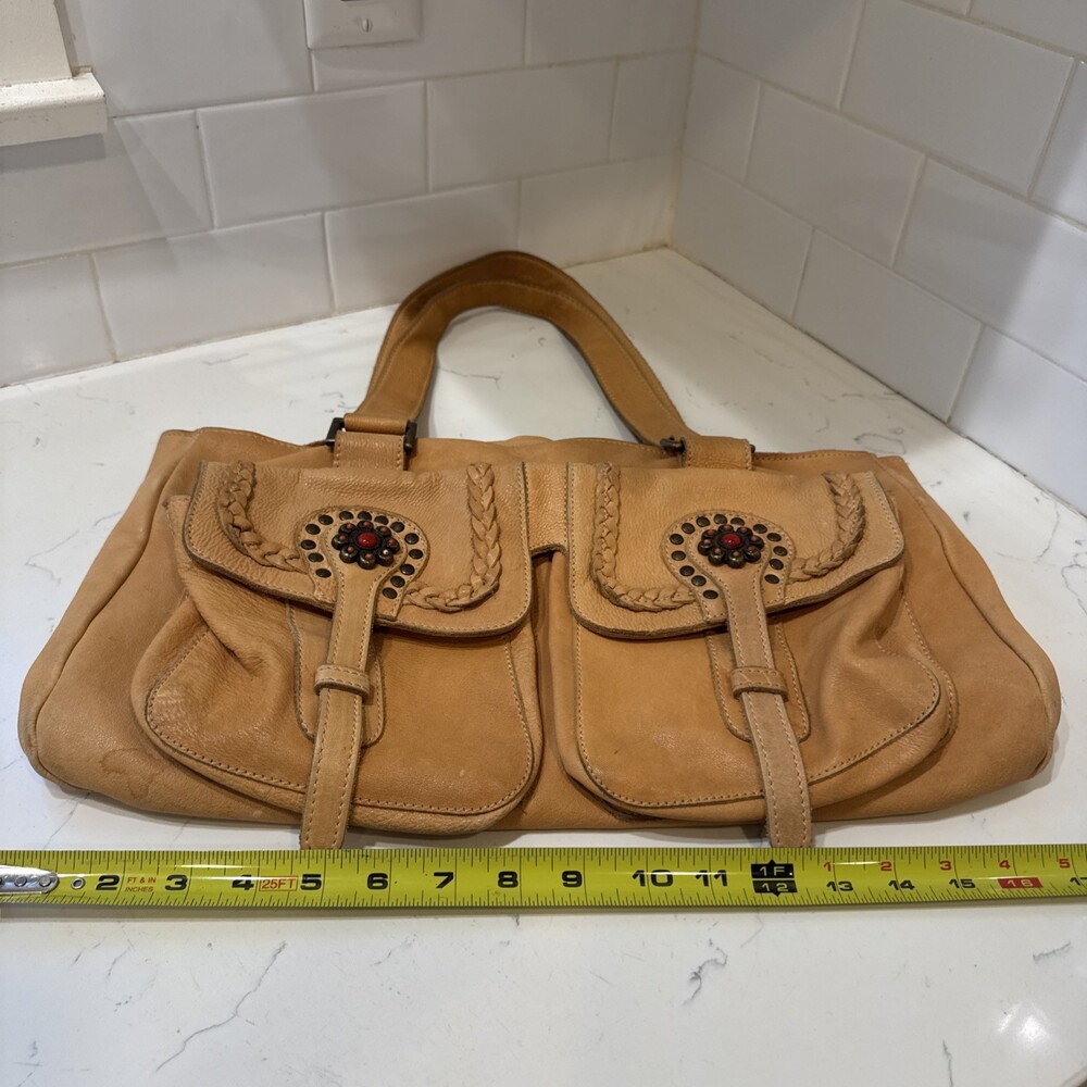 Innue Italian Genuine Tan Leather Handbag - Picture 2 of 6